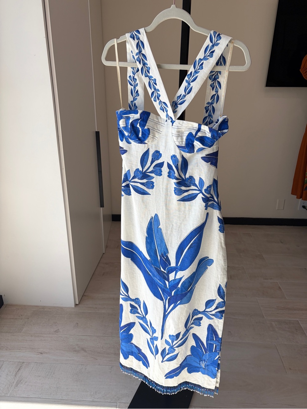 Farm Rio: Blue Yard Off-White Sleeveless Maxi Dress - Picture 9 of 11